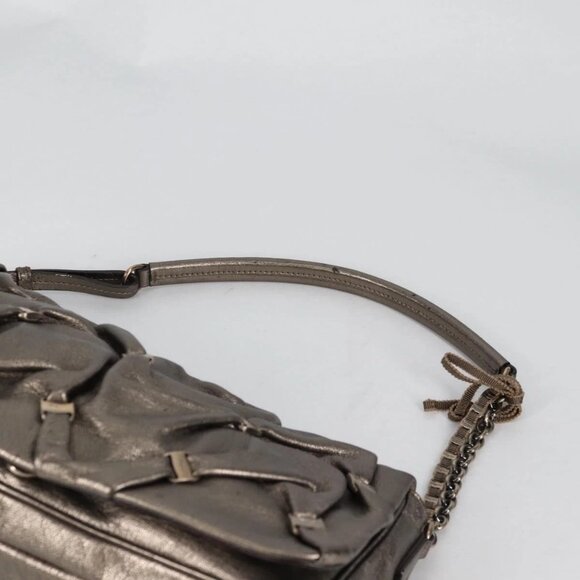 Salvatore Ferragamo Vala Shoulder Bag Leather Silver Auth - Picture 9 of 16